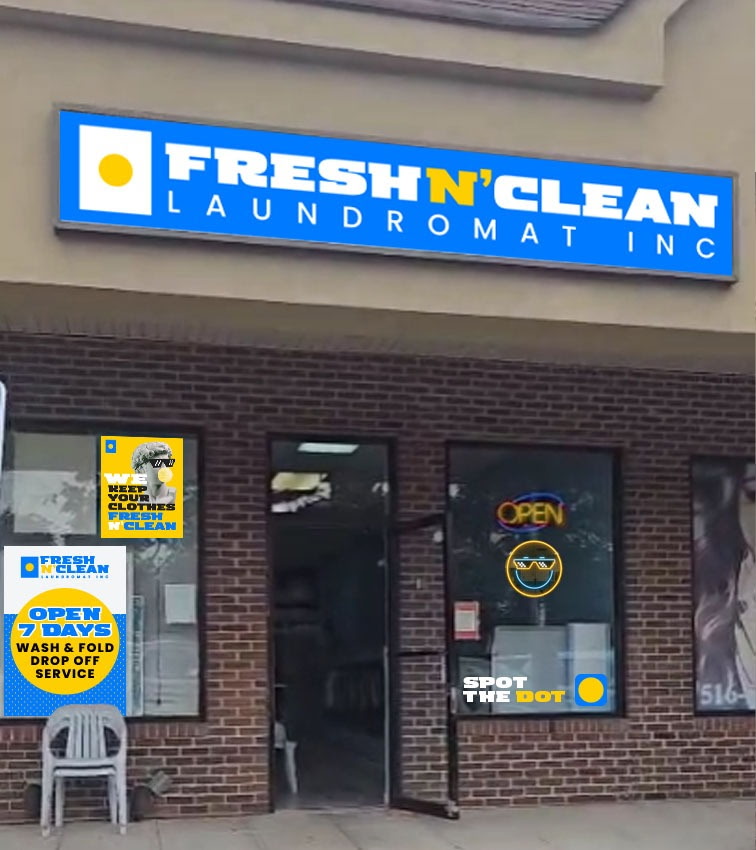 Fresh N' Clean storefront with the new sign